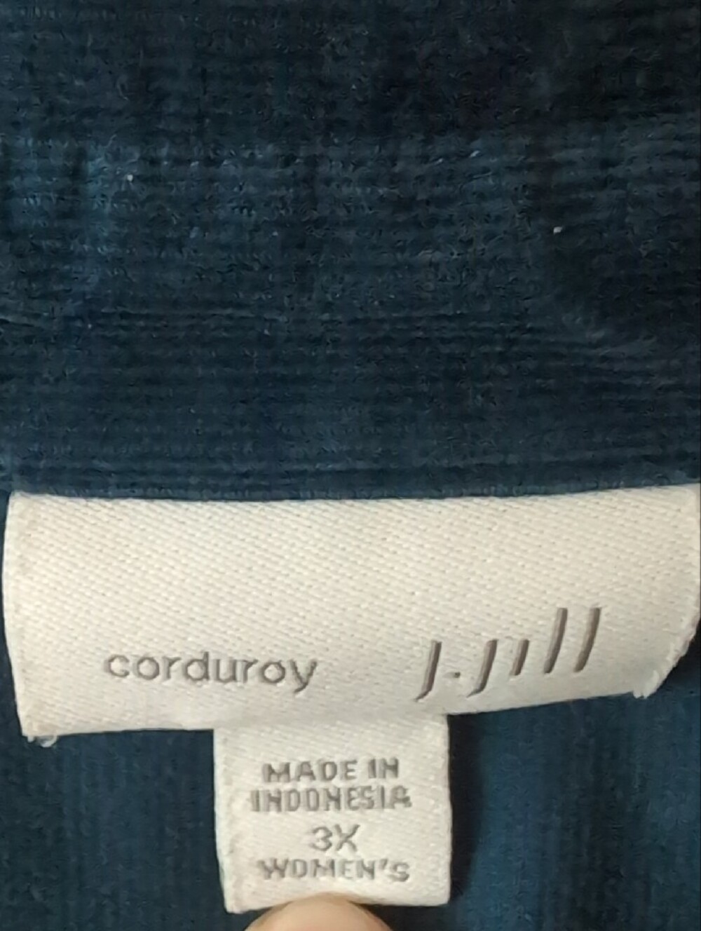 J. Jill Dark Jewel Tone Blue Corduroy Top With Pockets!! - Picture 2 of 4